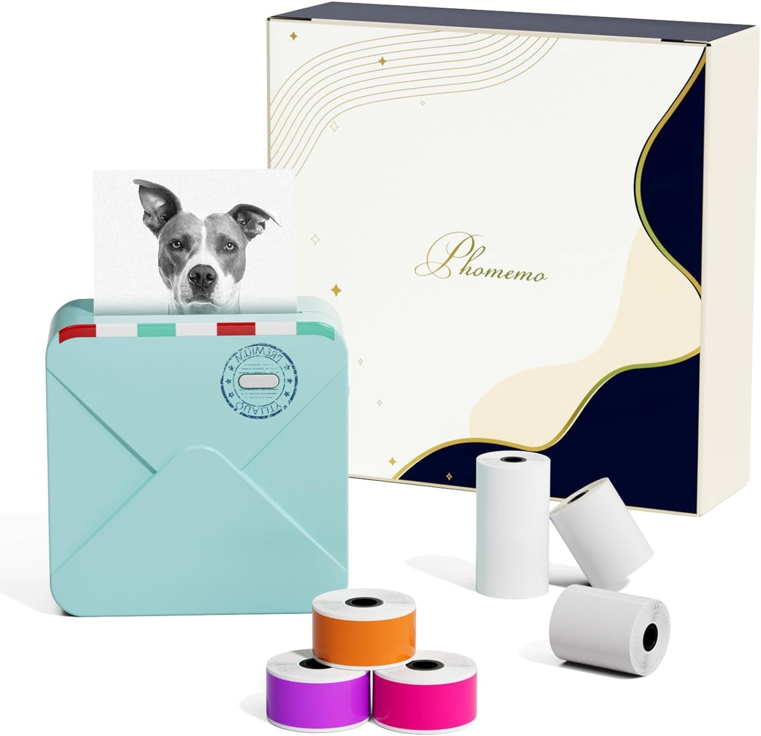 Phomemo M02S HD Bluetooth Thermal Photo Printer with 6 Roll Paper