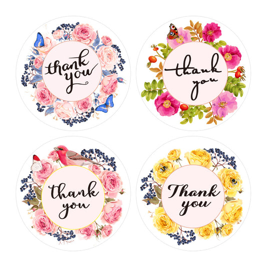 1000pcs Thank You Stickers,Round 1 Inch Floral Labels for Small Business