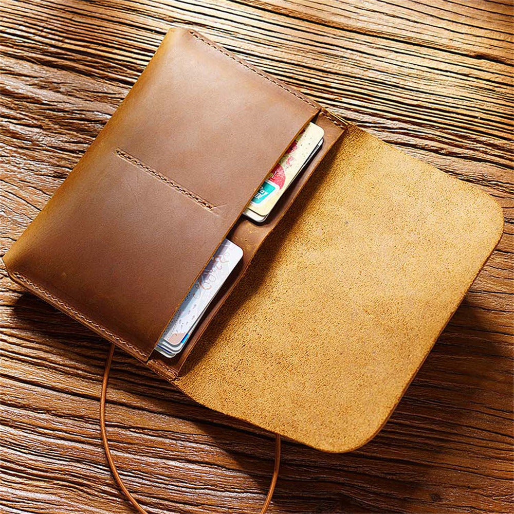 Genuine Leather Passport Card Holder Travel Wallet