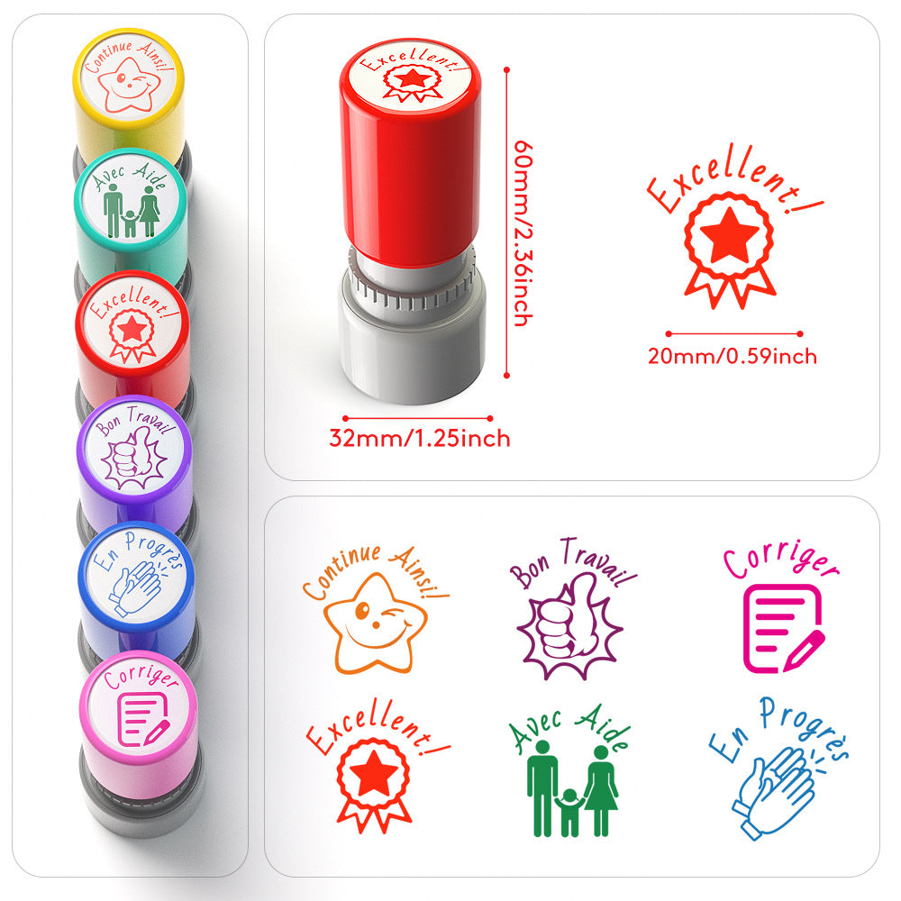 Lot De 6 Tampons Auto-encreurs Pour Enseignants – Encouragements, Corrections, Motivants Pour élèves