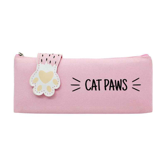 Cute Cat Paw Canvas Pencil Case Student Pen Bag Organizer