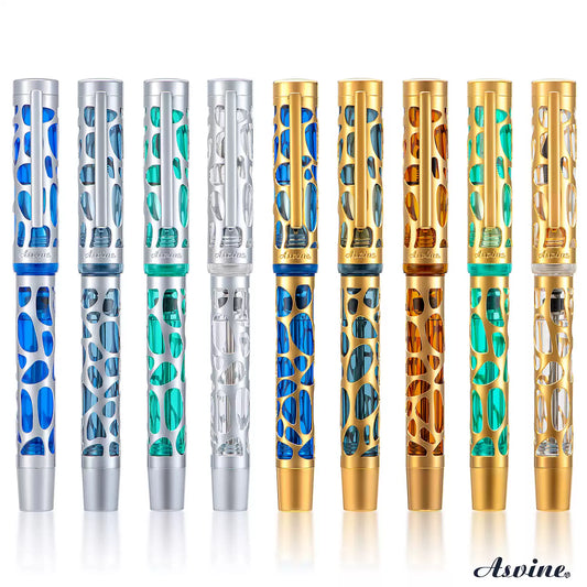 Asvine V169 Metal Hollow-Out Fountain Pen | Vacuum Filling