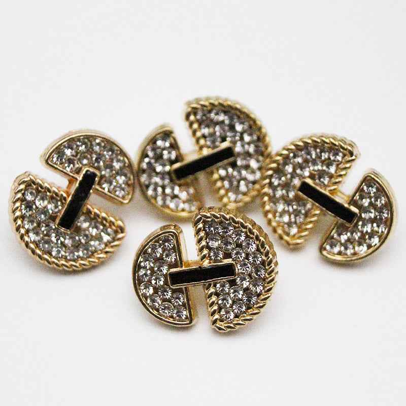 15mm gold umbrella-shaped rhinestone metal shank button