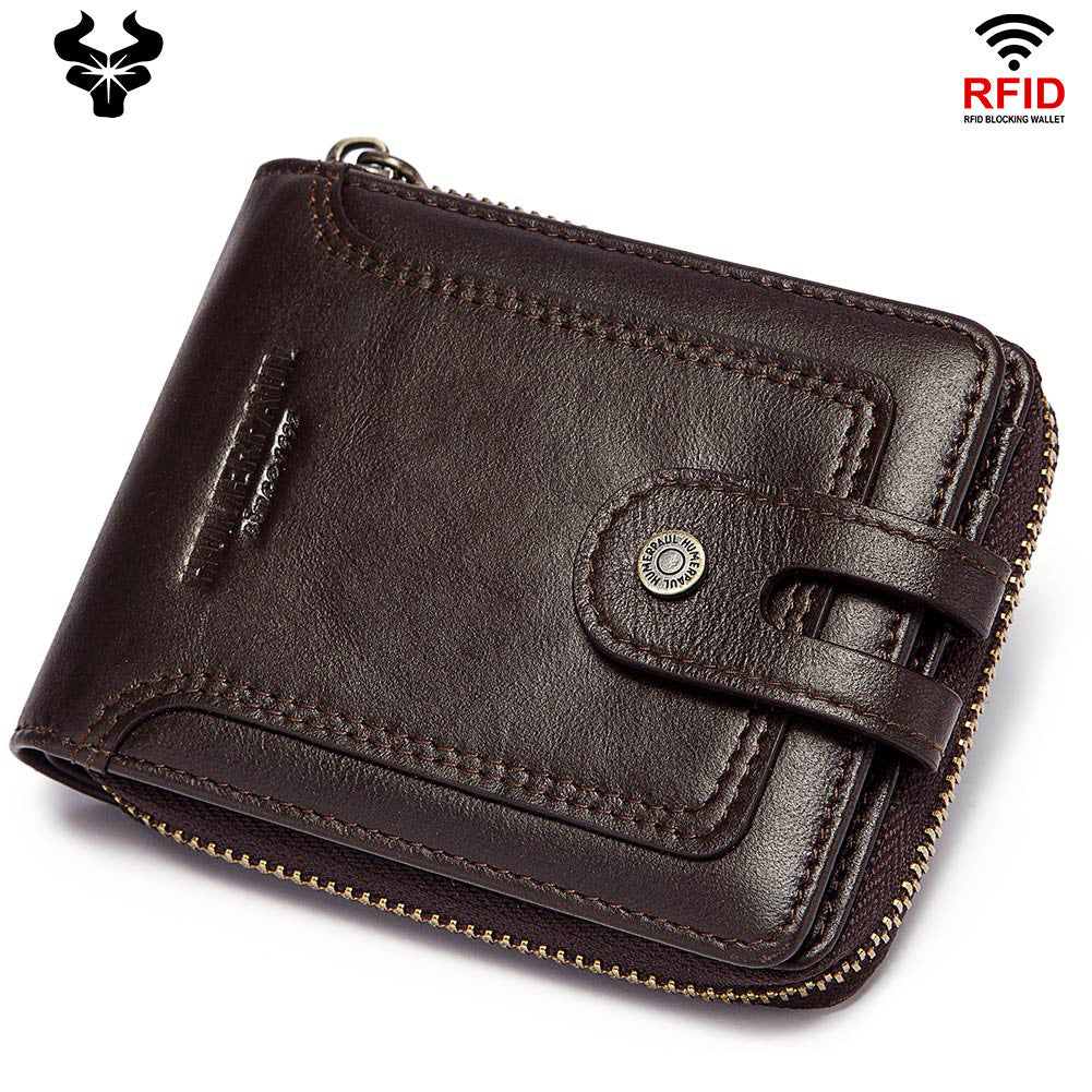 Men's Vintage RFID Genuine Leather Wallet – Short Coffee