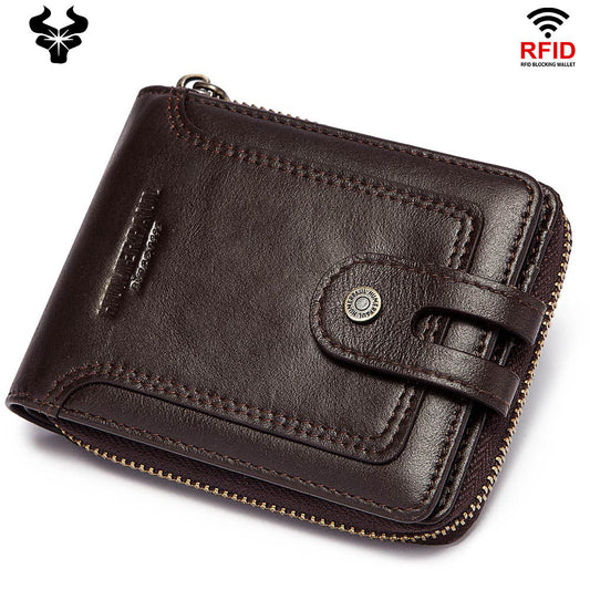 Men's Vintage RFID Genuine Leather Wallet – Short Coffee
