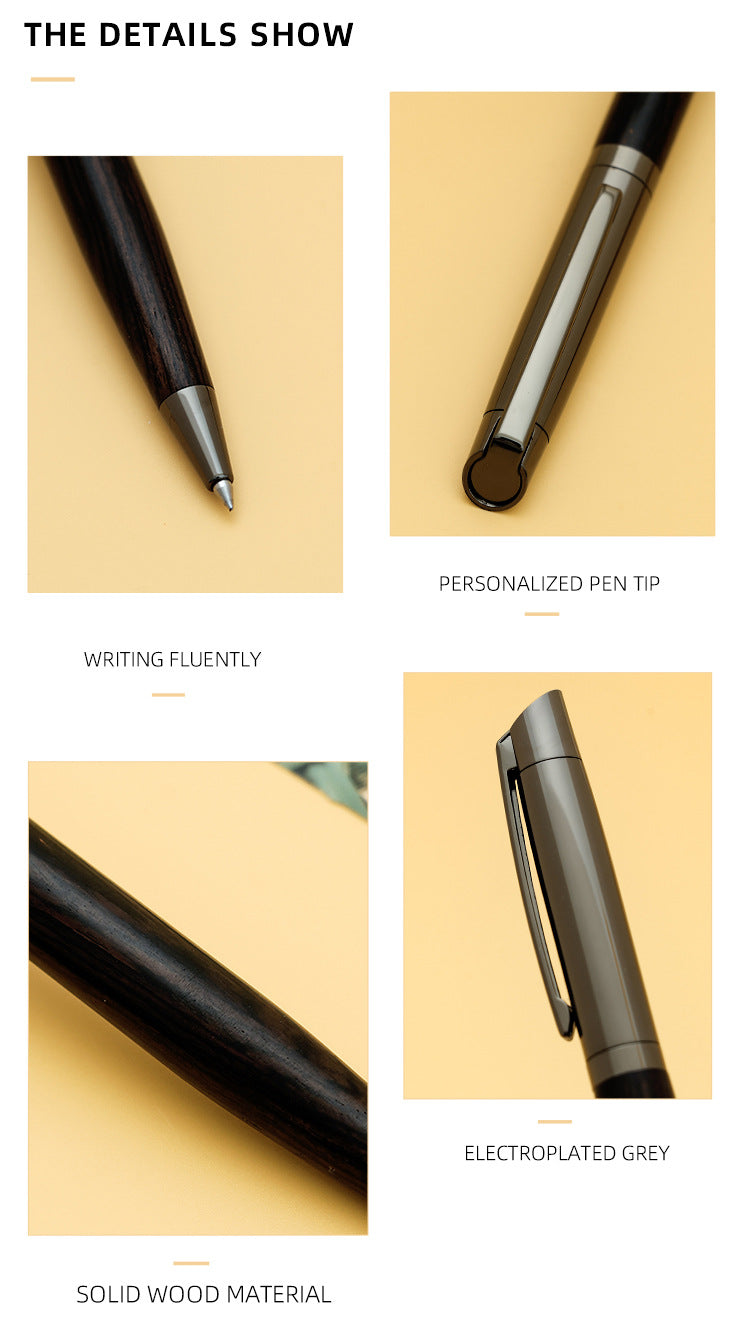 Natural Wood & Black Titanium Rollerball Pen 10-Pack