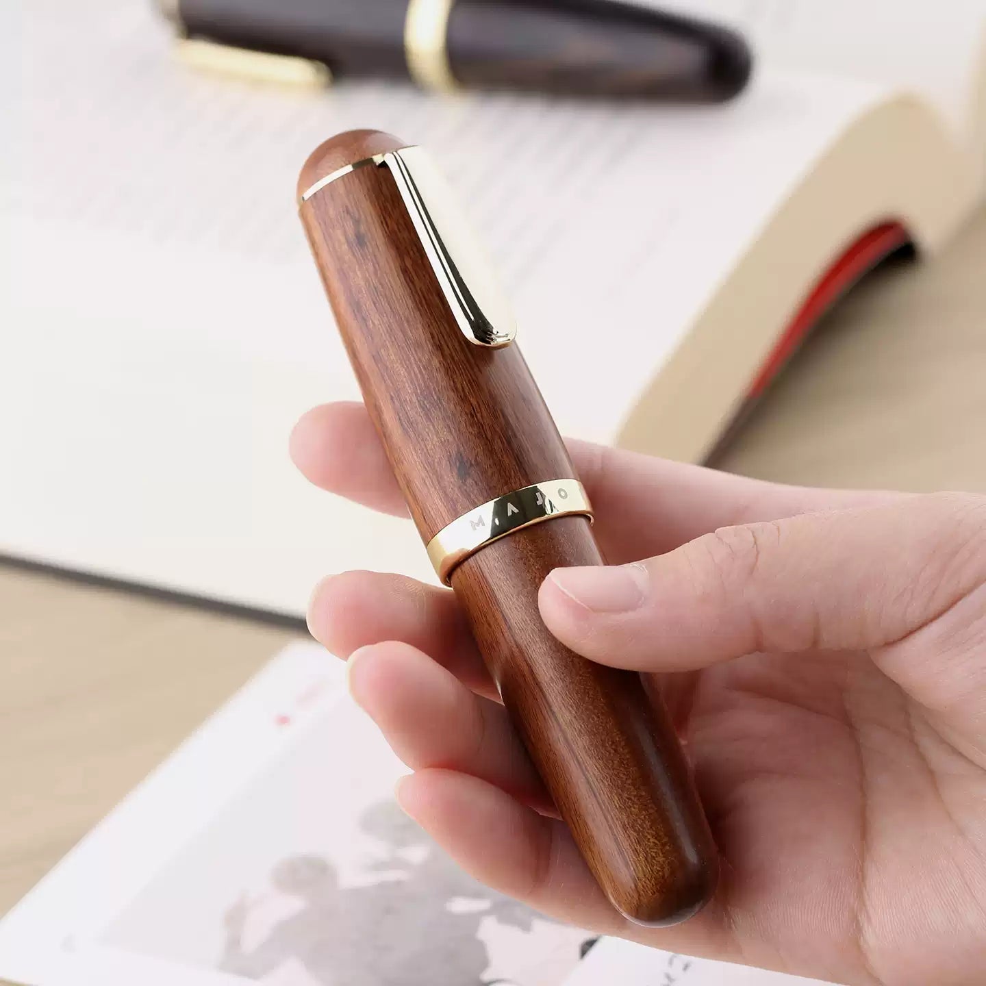 MAJOHN Q1 Solid Wood Chubby Short Fountain Pen — Cute Techo Pocket Pen