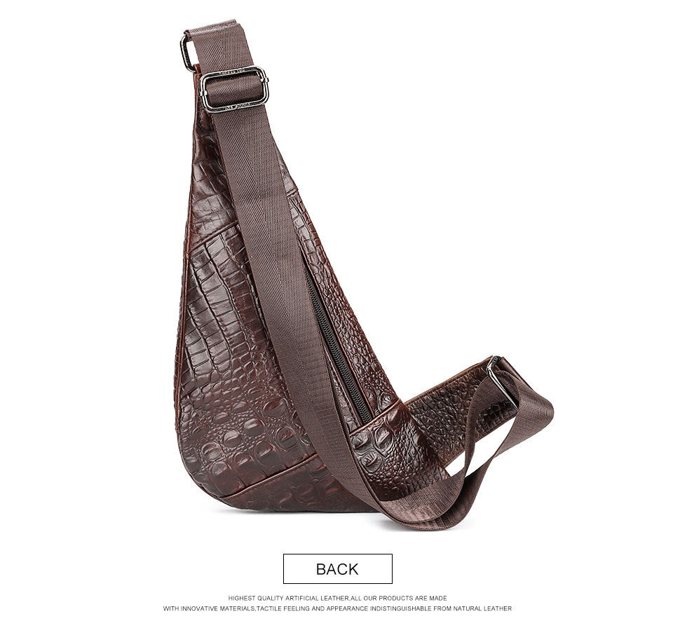 Men's Genuine Leather Chest Sling Bag,Alligator Pattern Triangle