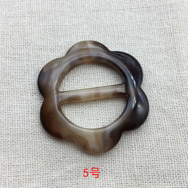 花朵树脂扣按钮，棕黑渐变色，款式5