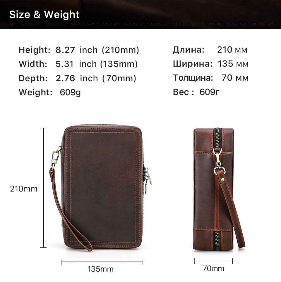 4-Stick Genuine Leather Portable Cigar Case with Hygrometer