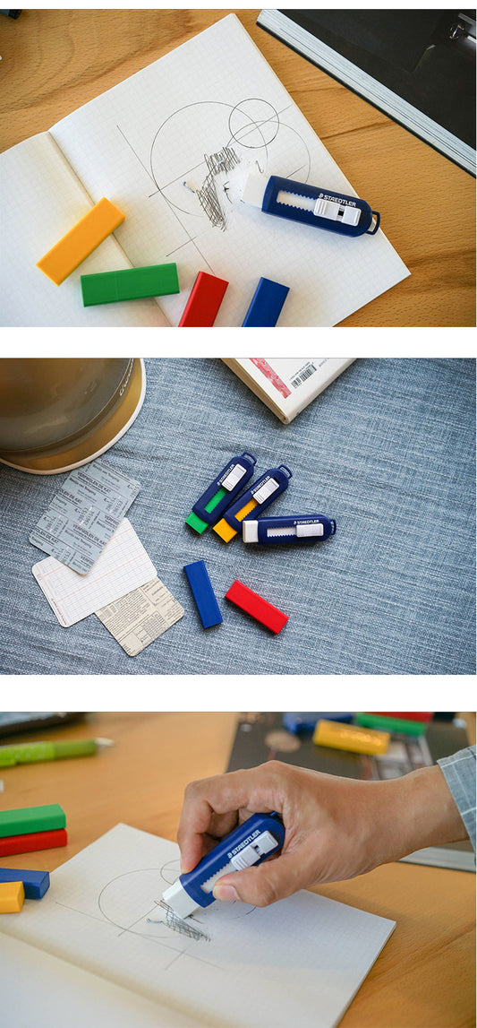 Staedtler Sliding Eraser med plastfodral, 4 färgpaket