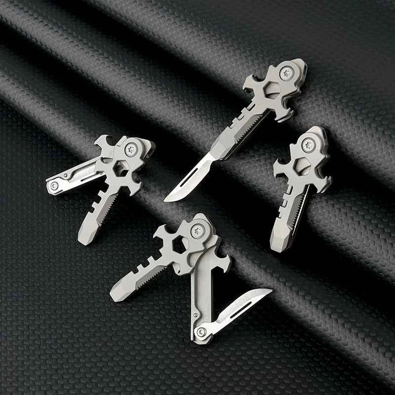 Titanium Multi-Tool EDC Bottle Opener Box Cutter M3/M4 Wrench