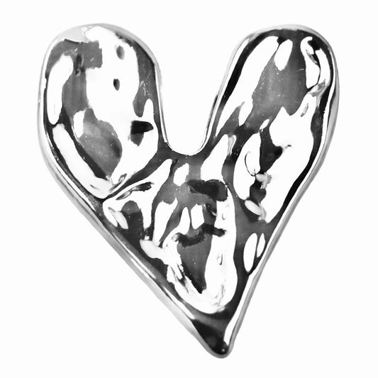 Bright White Rose Gold Hammered Heart Shape Metal Shank Buttons 20pcs White
