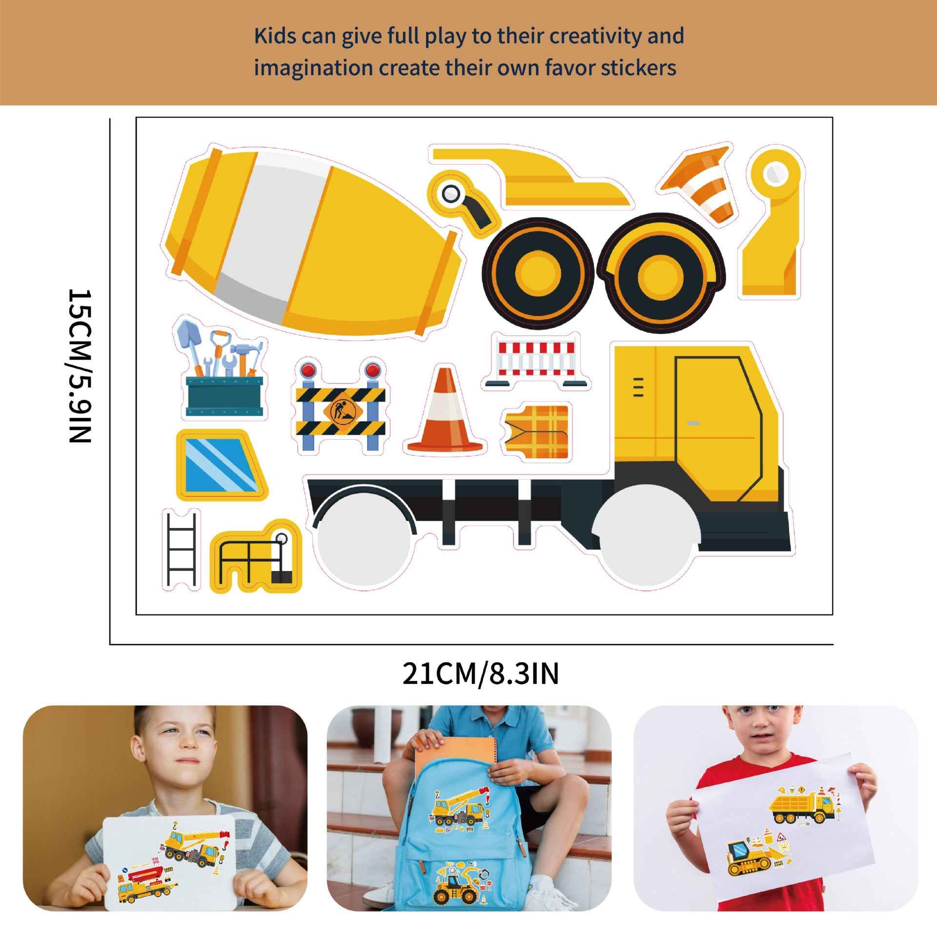 Make a Face Engineering Vehicle Stickers for Kids 24 Sheets