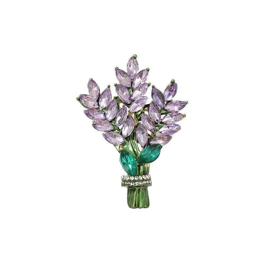 Yellow Purple Crystal Lavender Brooch Pin Purple