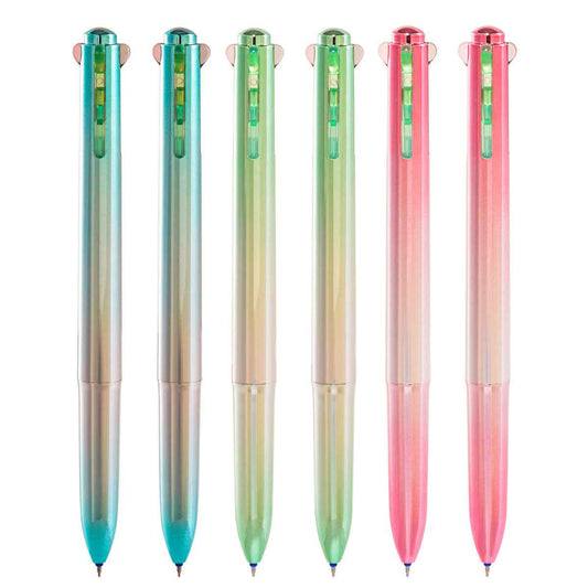 4in1 Multi-Function Click Pen – Black/Blue/Red/Green 0.5mm 6-Pack