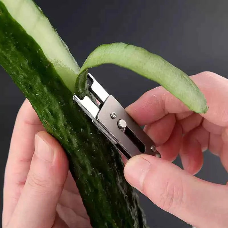 Mini Titanium Peeler Knife & Bottle Opener Keychain Multi-Tool