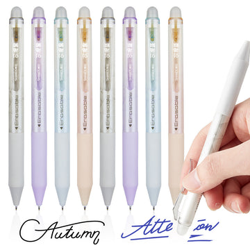 Confezione da 8 penne cancellabili a frizione con clic, penne gel 0,5 mm colori pastello