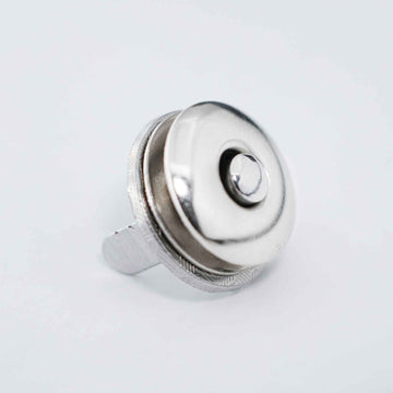17mm magnetic snap button with eyelet, silver-tone metal, hook side