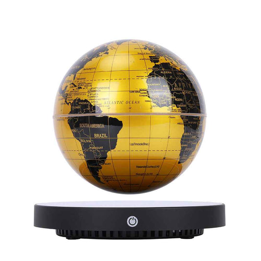 Levitating Globe with Clock Base Floating Golden Earth Sphere Lamp