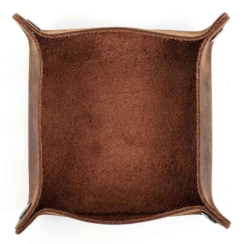 Small Genuine Leather Tray Organizer Desk Storage Box