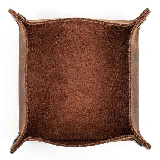 Small Genuine Leather Tray Organizer Desk Storage Box