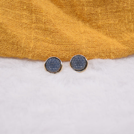 10-mm Resin-Metallknöpfe, runde dunkelblaue Köpfe mit silbernem Metallrand