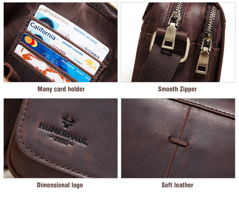 Brown Genuine Leather Men's Shoulder Bag
