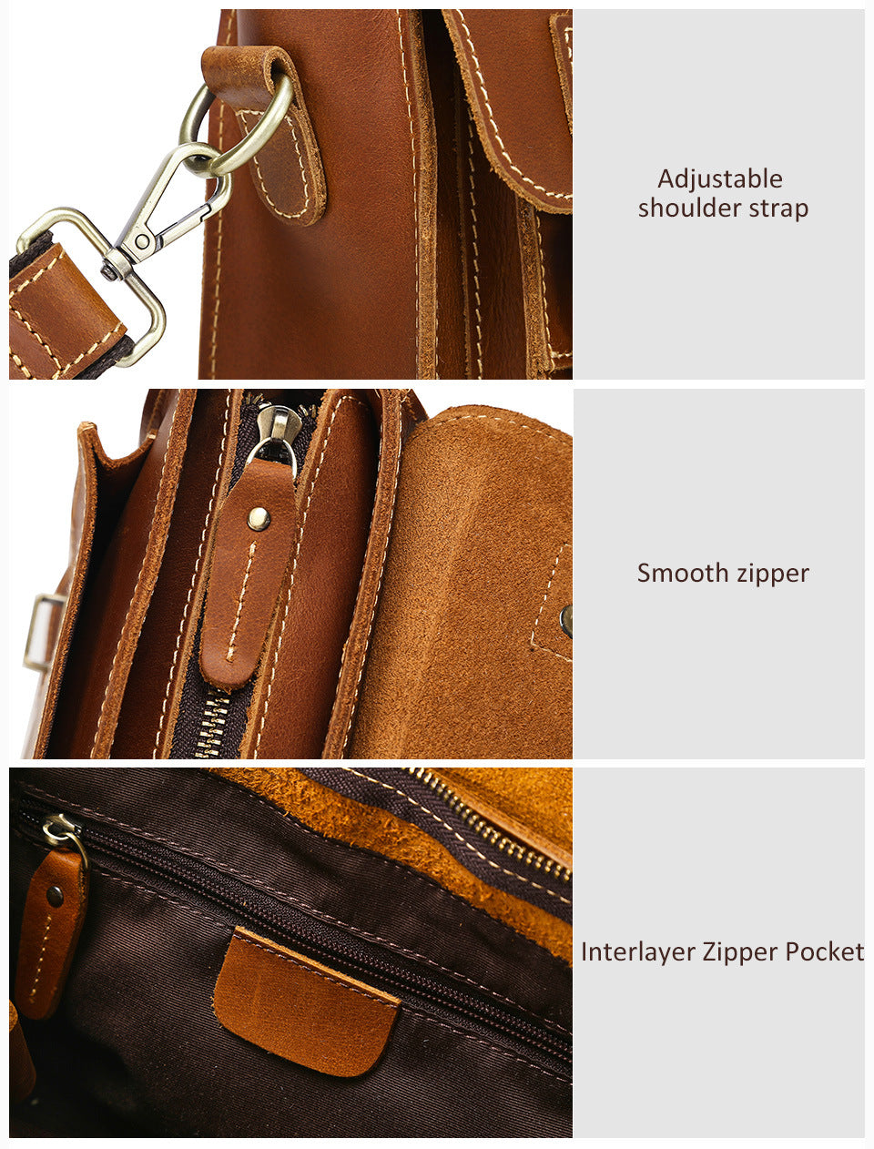 Men's Genuine Leather Crossbody Bag Shoulder Sling Bag