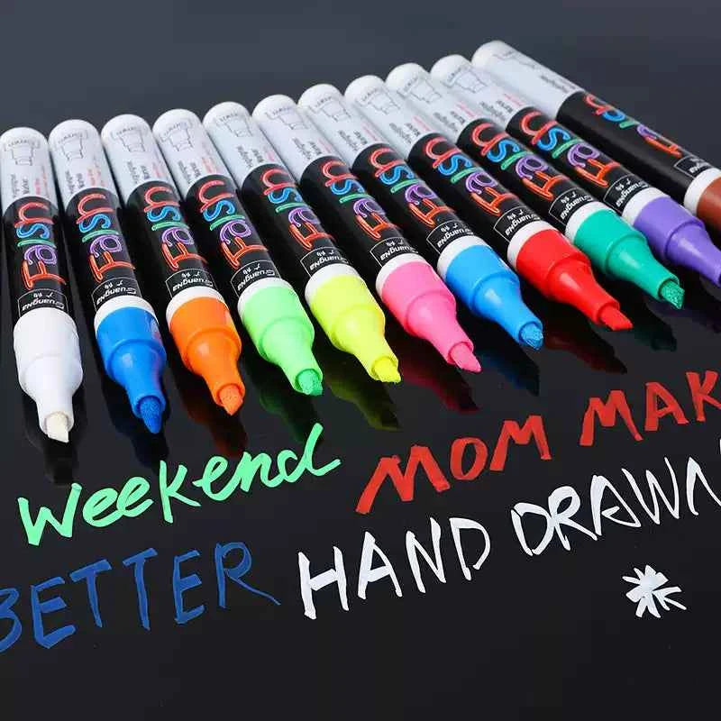 Guangna Fluorescent Board Pop Markers – 5mm Tip 8/12-Color
