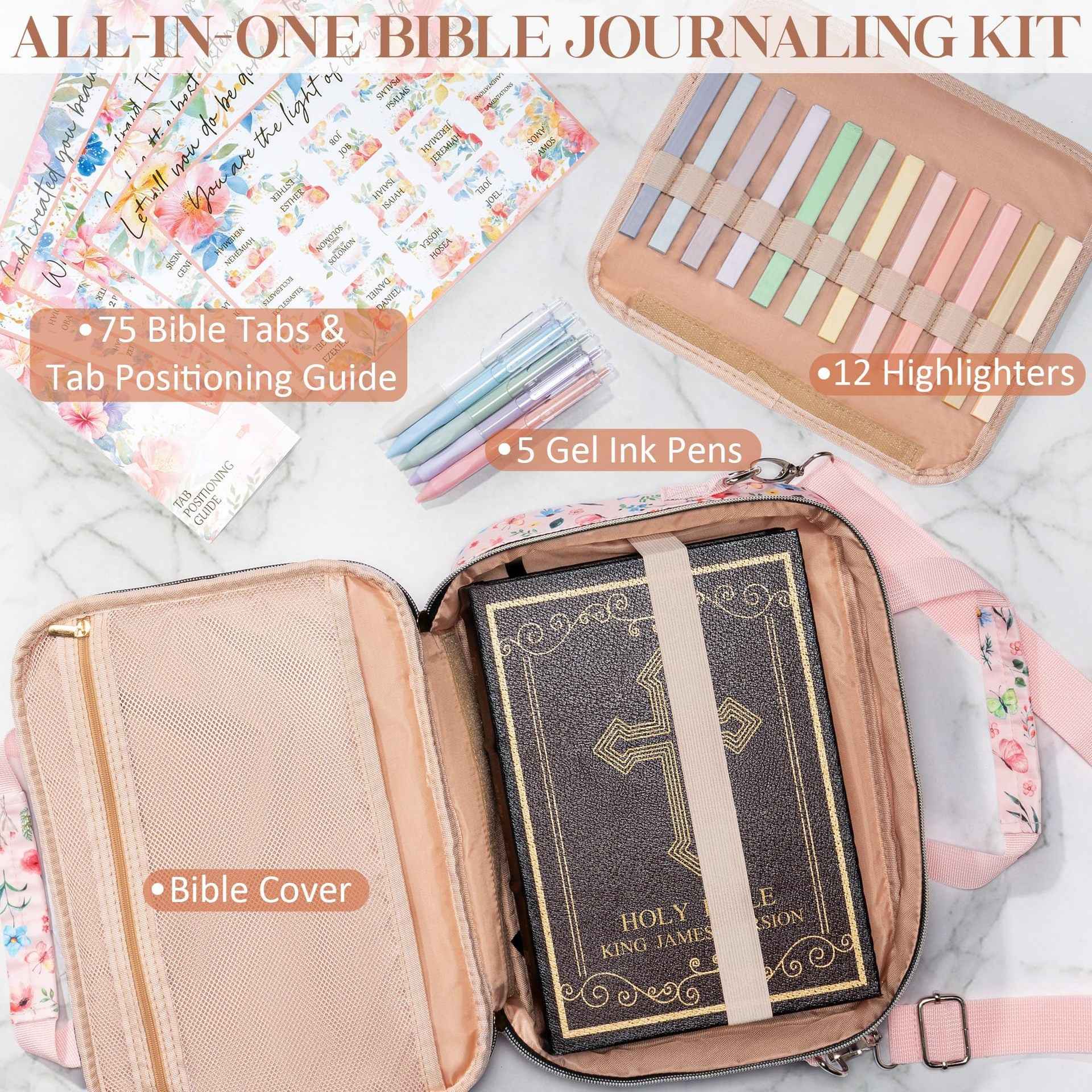 Bible Cover Case Journaling Kit with Highlighters and Pens