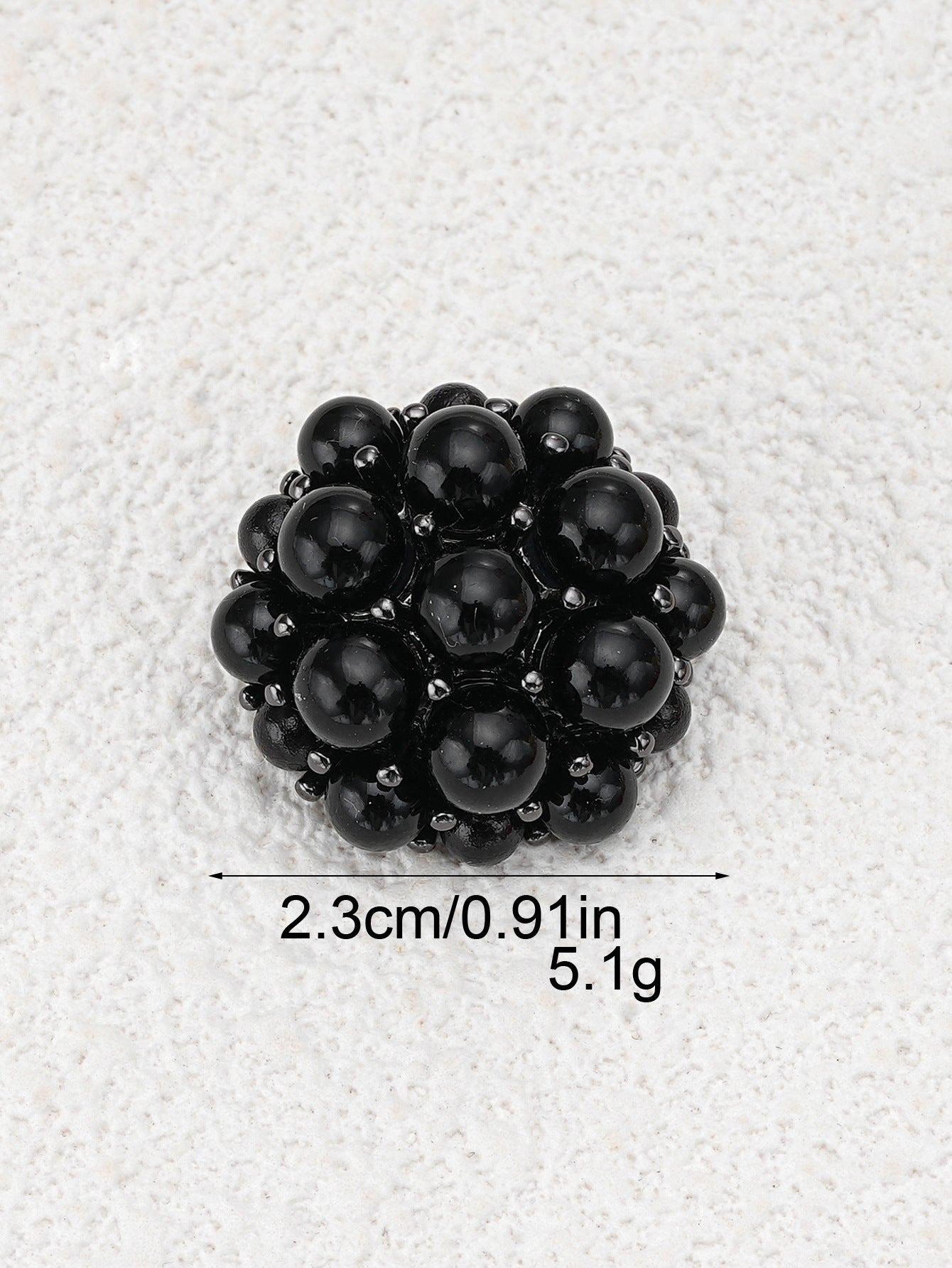 Blumige Zierknöpfe mit 3D Perlen, schwarz, ca. 2.3 cm