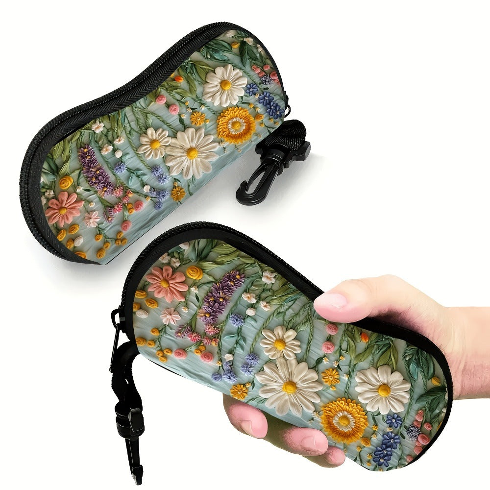 Daisy Print Eyeglass Case Soft Eyewear Carrying Pouch 2 Pack