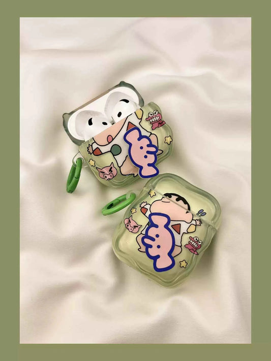 Funda para AirPods de Crayon Shin-chan con pijamas de elefante giratorio