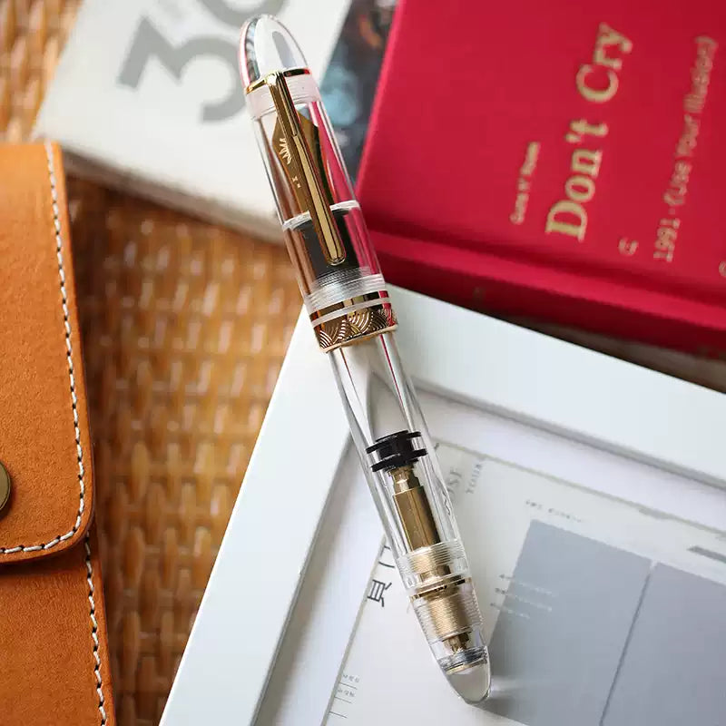 MAJOHN P140 Large Demonstrator Fountain Pen | Full Transparent Body | #8 Nib
