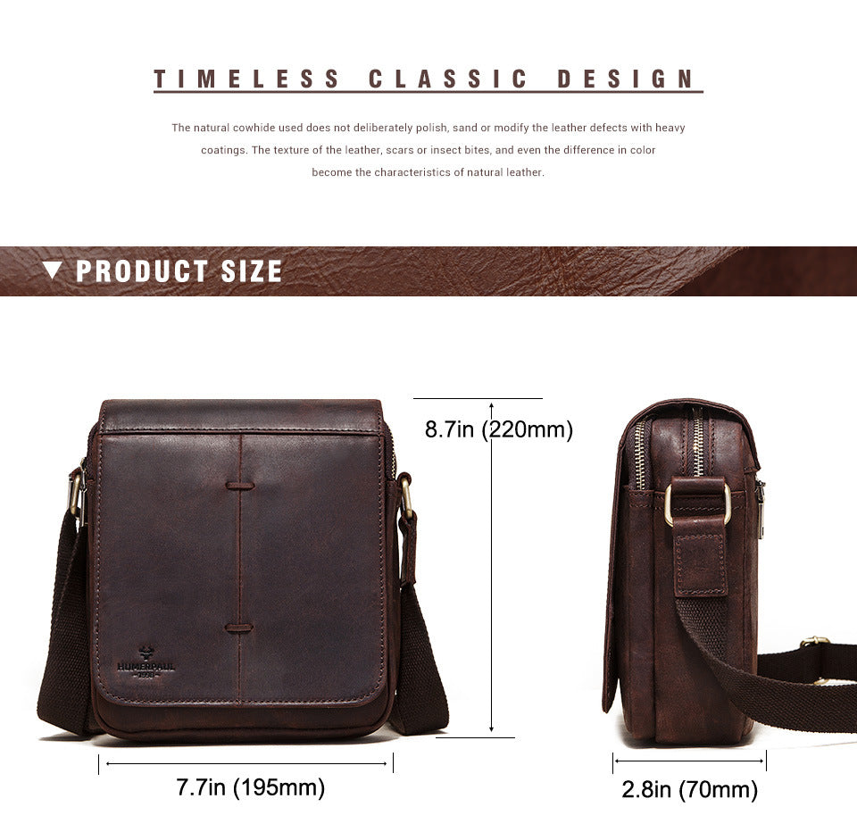 Brown Genuine Leather Men's Shoulder Bag