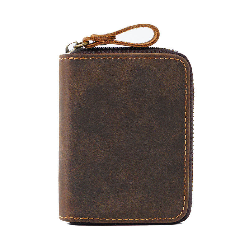 Leather Accordion Card Holder Wallet RFID Blocking Coffee