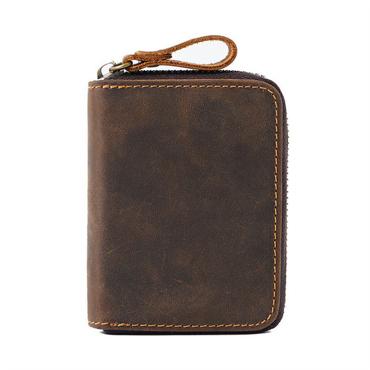Leather Accordion Card Holder Wallet RFID Blocking Coffee