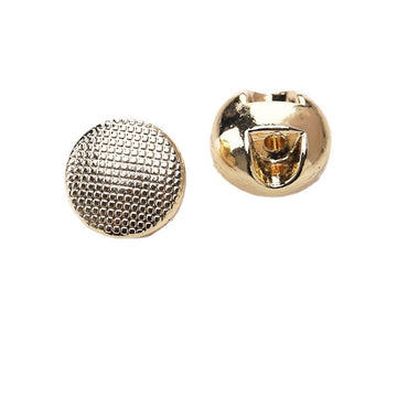Gold round grid metal shank button, set of 20, textured front