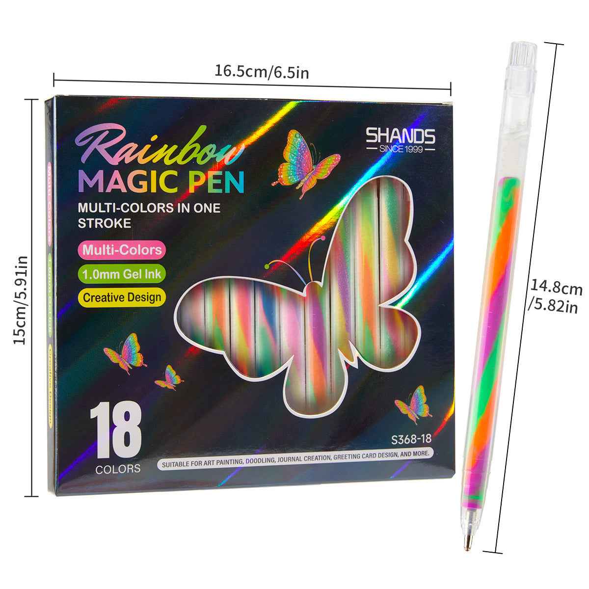 Pictochat Rainbow Pen SHANDS 18 Colors Magic Rainbow Gel Pens With