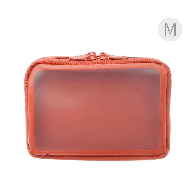 Transparent Makeup & Digital Organizer Bag – Travel Gadget Pouch Orange M