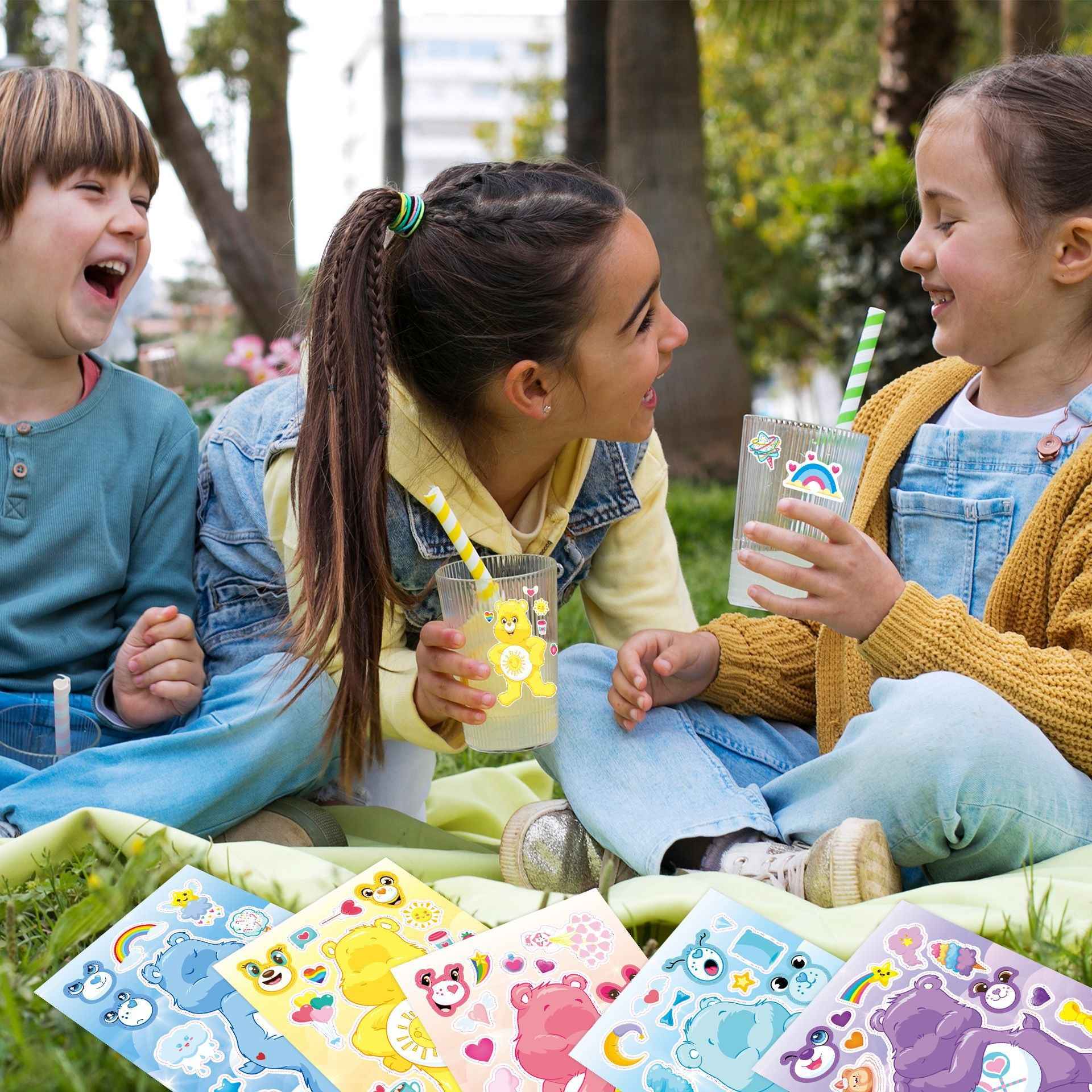Make a Face Cartoon Care Bears Stickers for Kids 24 Sheets