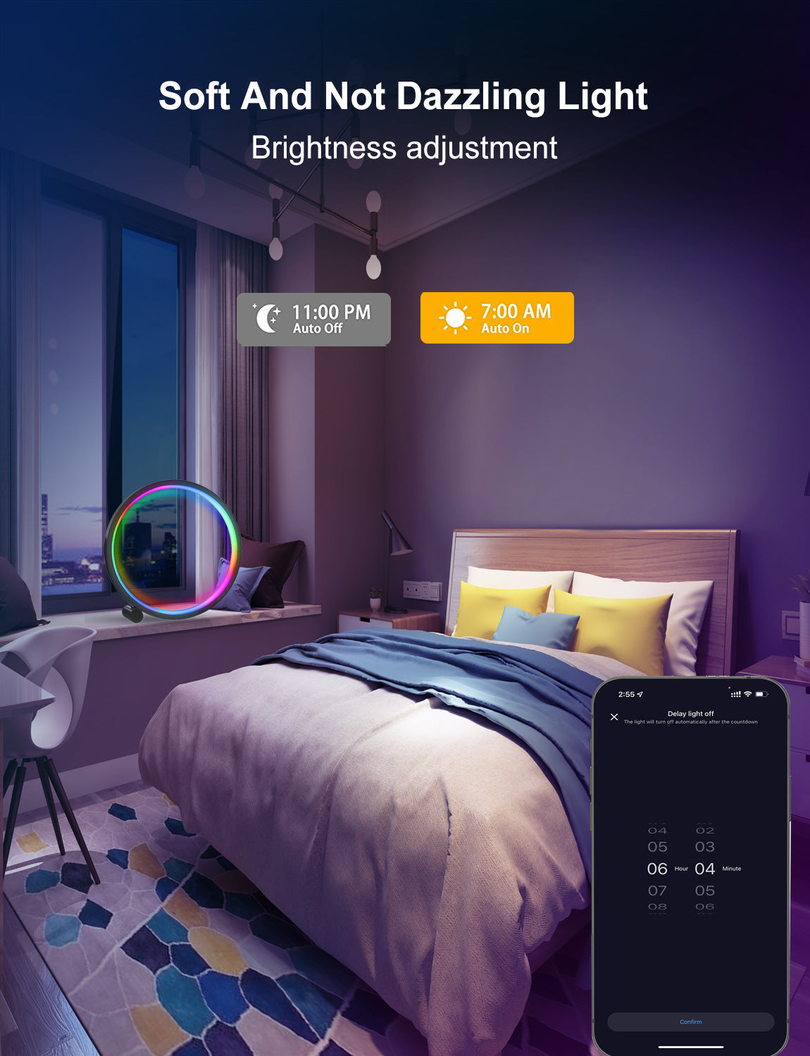 Smart RGBIC Ring Desk Lamp | 10-Inch Gaming Ambient Light | WiFi & Bluetooth