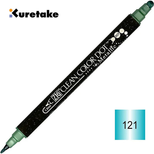 Kuretake ZIG Clean Color Dot Metallic TC-8100 – 2-Pack | Dual-Tip Metallic Dot & Brush Watercolour Marker | Journal / Illustration / Craft | Japan Kuretake ZIG
