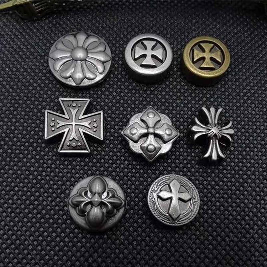 Vintage Silver Round Cross Rivet Stud Buttons for Retro Jeans