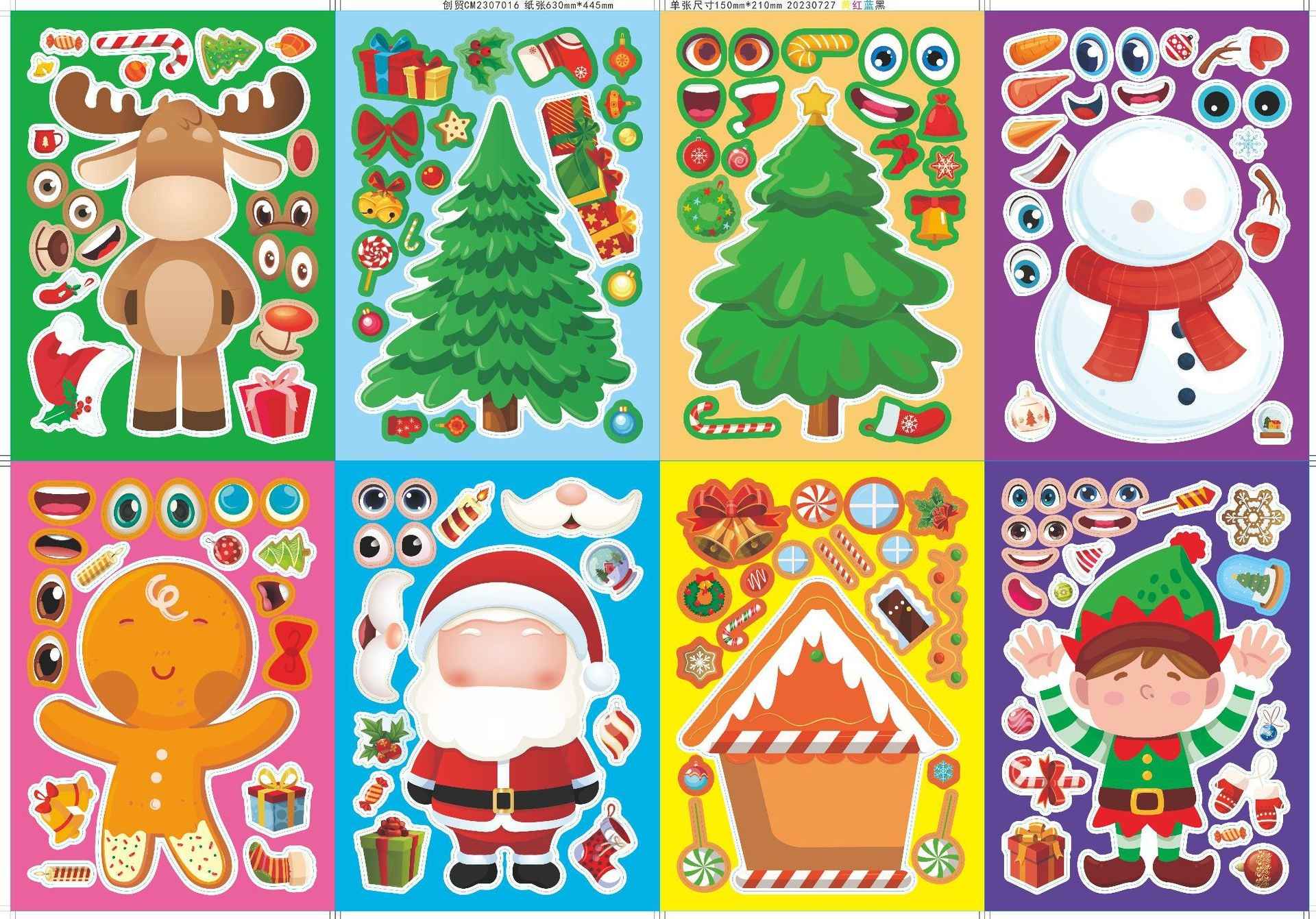 24 Sheets Make a Christmas Face Stickers for Kids