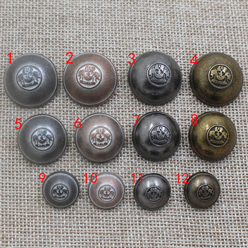 Runde Schankknöpfe, Vintage Bronze, mit geprägtem Kronen-Emblem