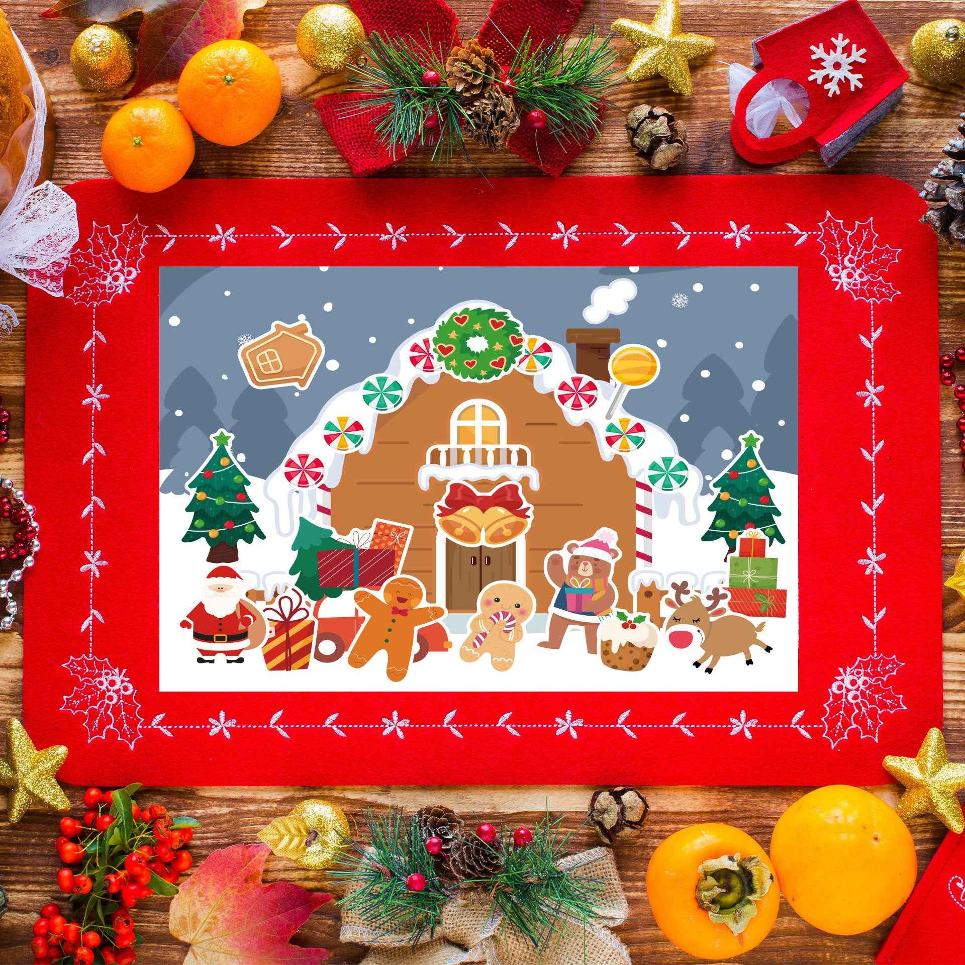 Make a Face Christmas House Stickers for Kids 24 Sheets