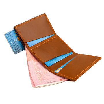Leather RFID Blocking Card Holder Wallet Pop-Up Aluminum Case