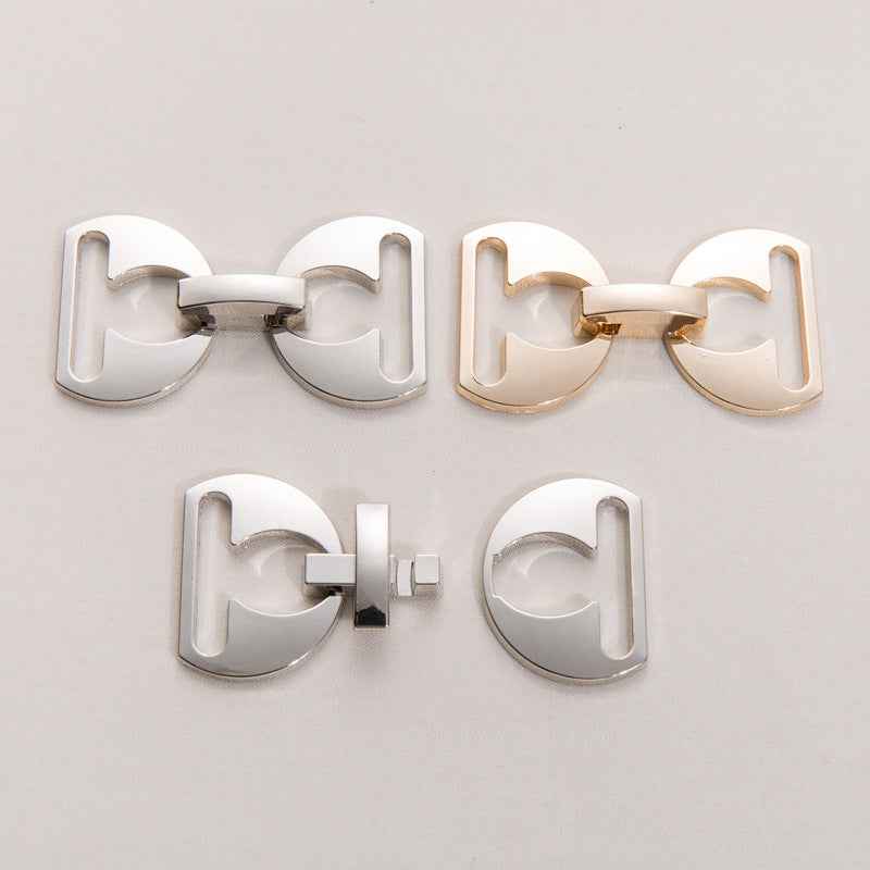 Set of detachable metal belt buckle clasps in gold and silver, clip-style